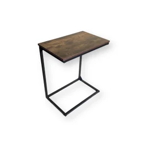 Mesa Auxiliar Horizontal Modelo Atlas – Café Oscuro y Estructura de Acero | 55x35x61.5
