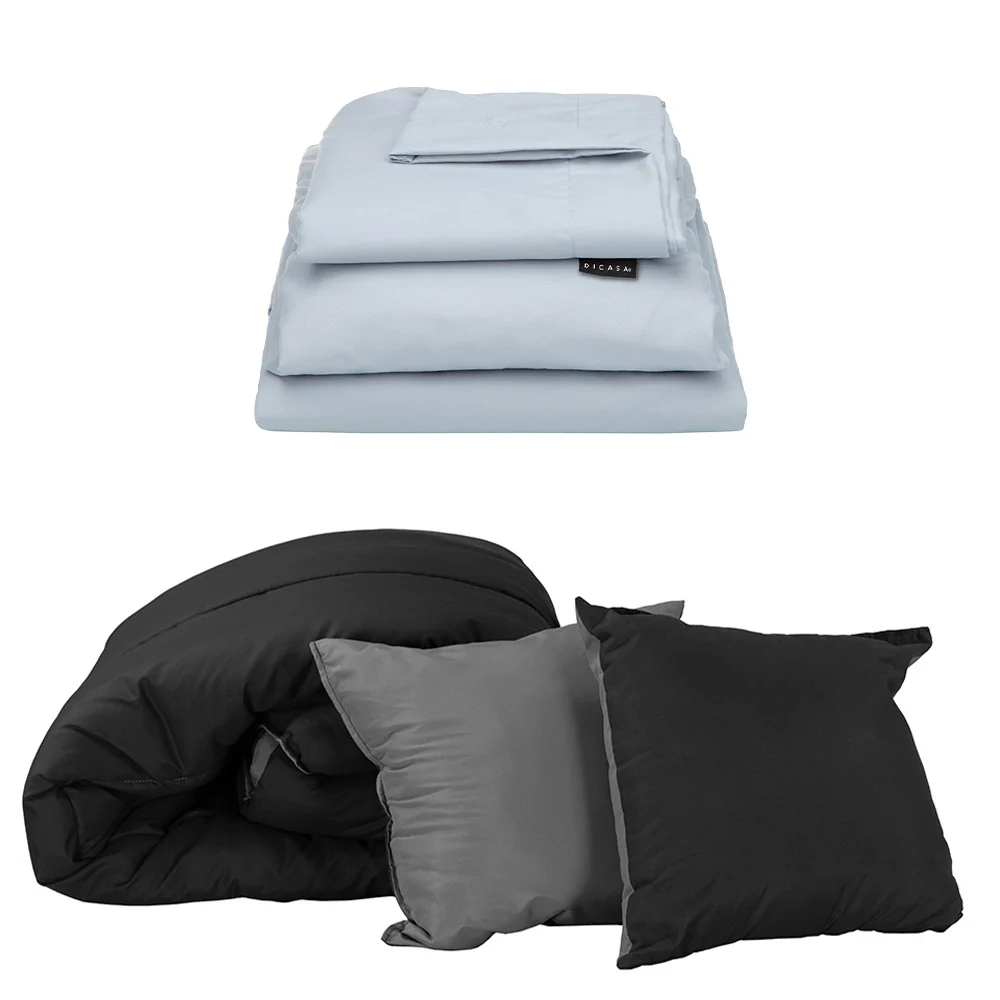 Edredón Dicasa Couzy Negro-Gris Oxford con Ropa de Cama - Imagen 3
