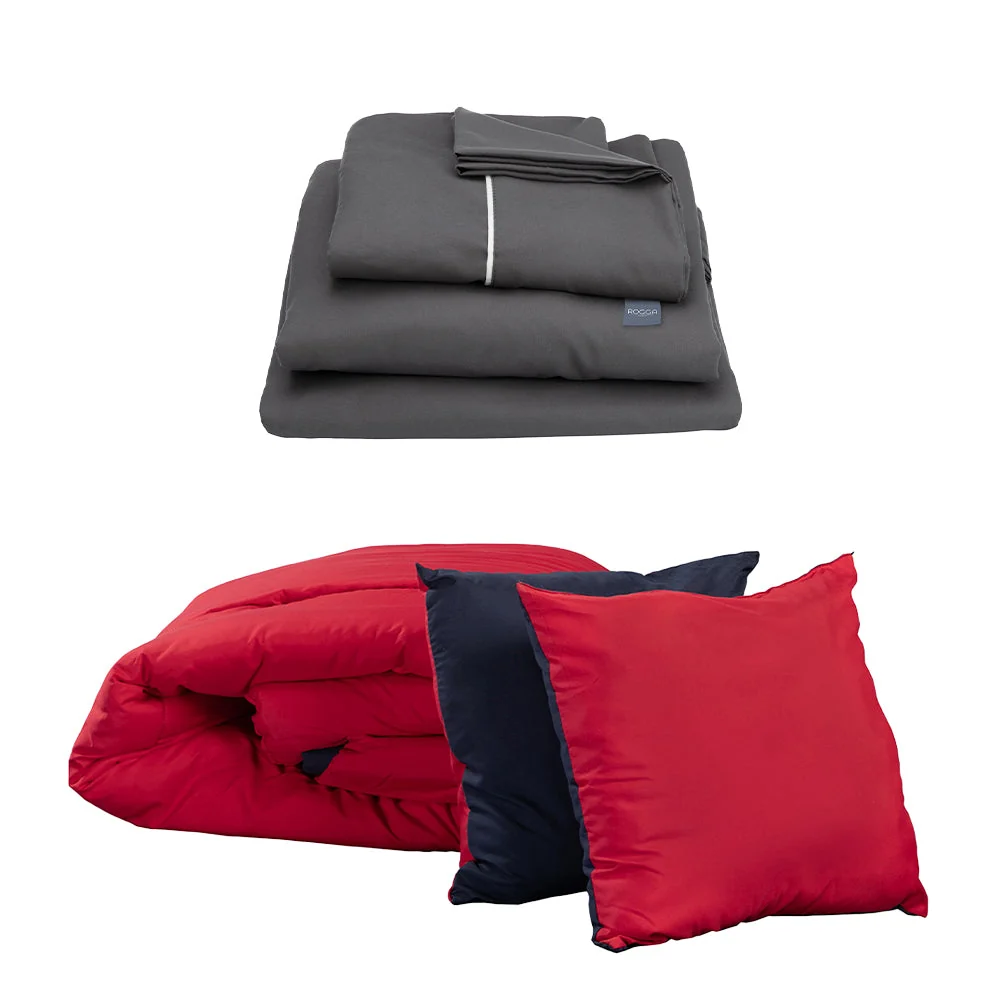 Edredón Dicasa Couzy Azul Marino y Rojo con Ropa de Cama - Imagen 5