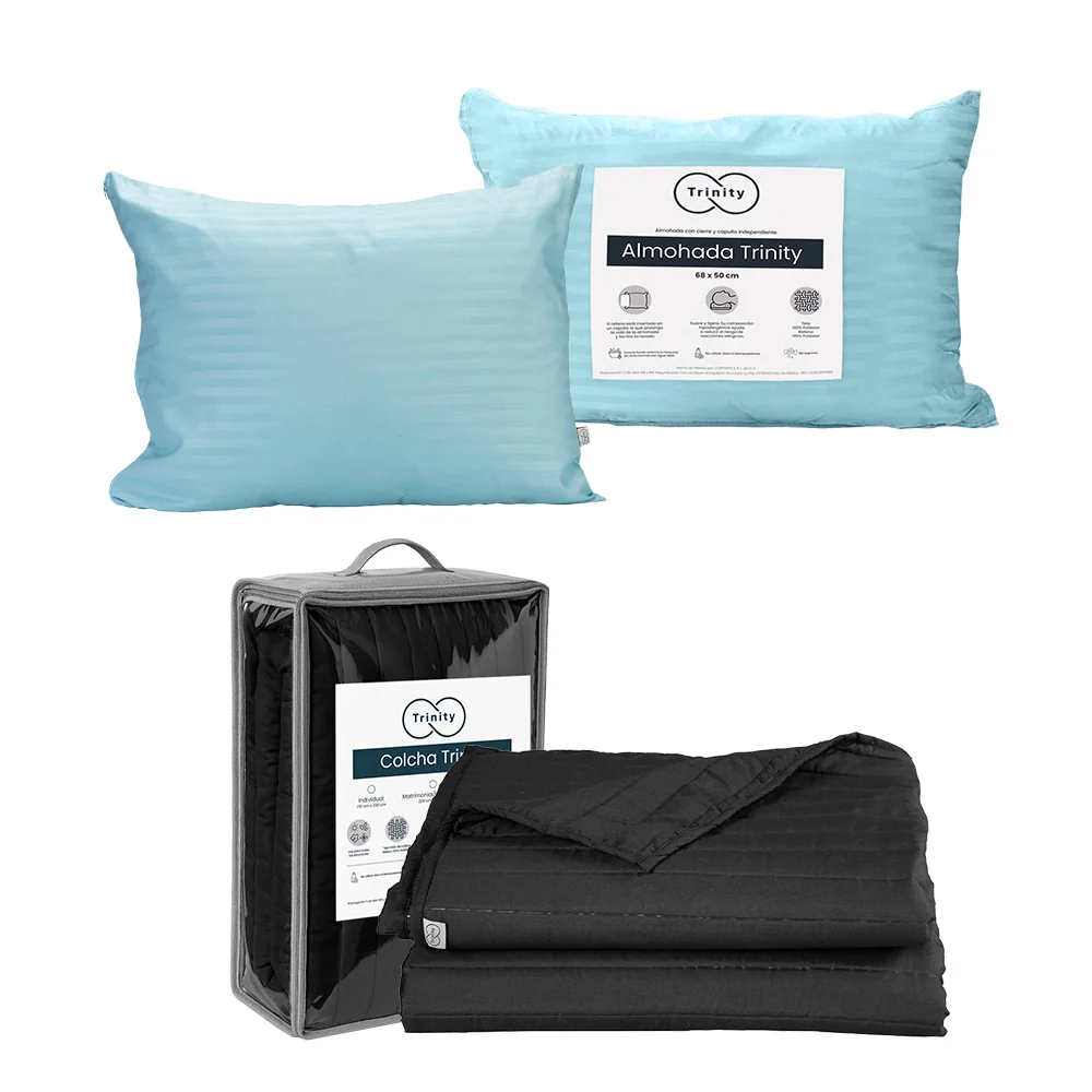 Colcha Trinity Negra con Ropa de Cama - Imagen 2