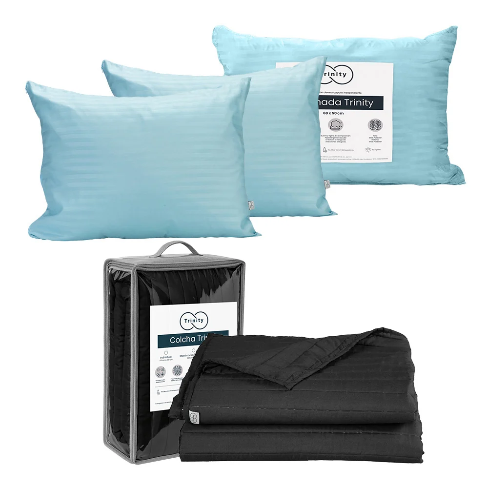Colcha Trinity Negra con Ropa de Cama - Imagen 3