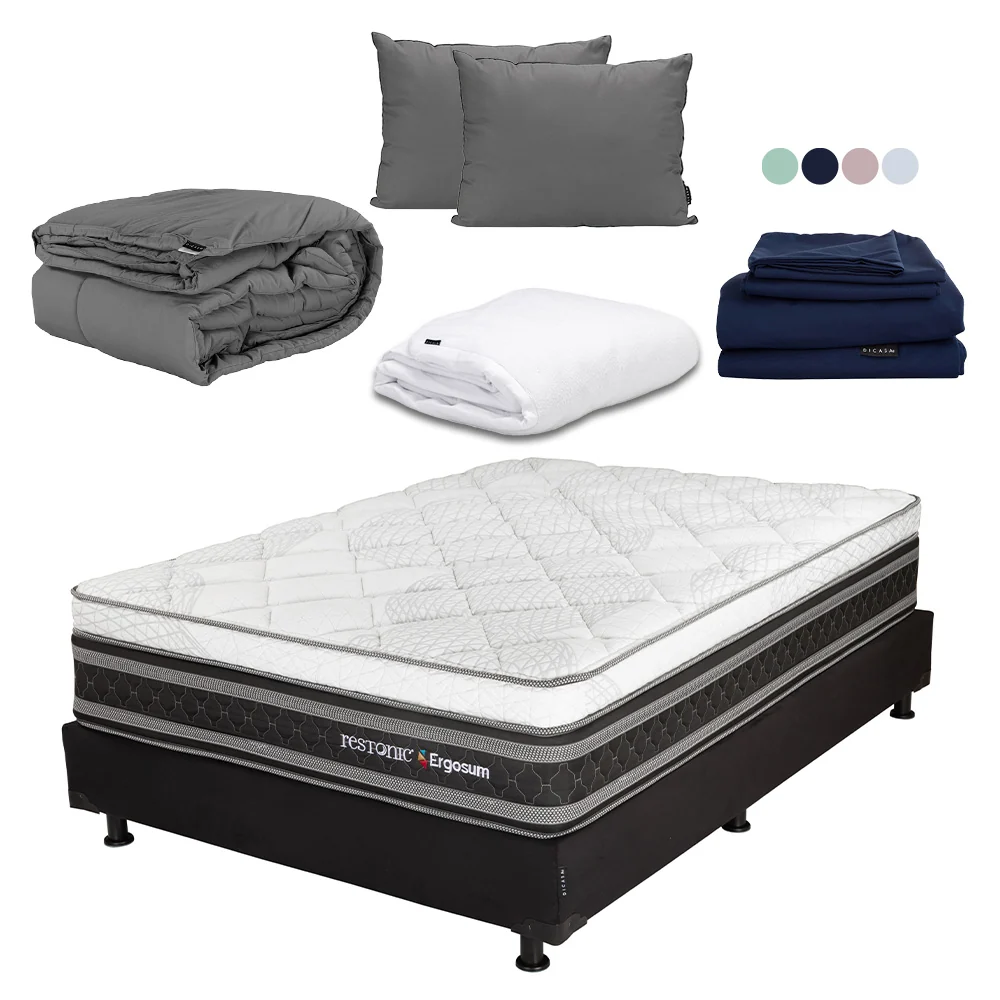 Colchón Restonic Ergosum Con Box Con Ropa de Cama - Imagen 8