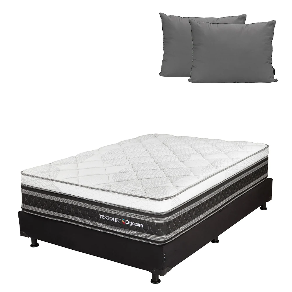 Colchón Restonic Ergosum Con Box Con Ropa de Cama