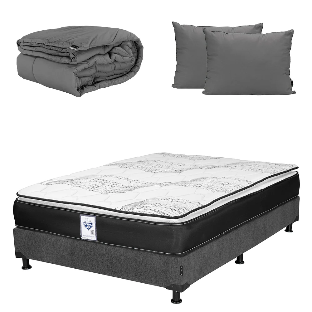 Colchón Spring Air Premier con Box Gris Oscuro con Ropa de Cama - Imagen 6