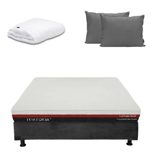 Colchón en caja Restonic Roll con Box Gris Carbón con Ropa de Cama