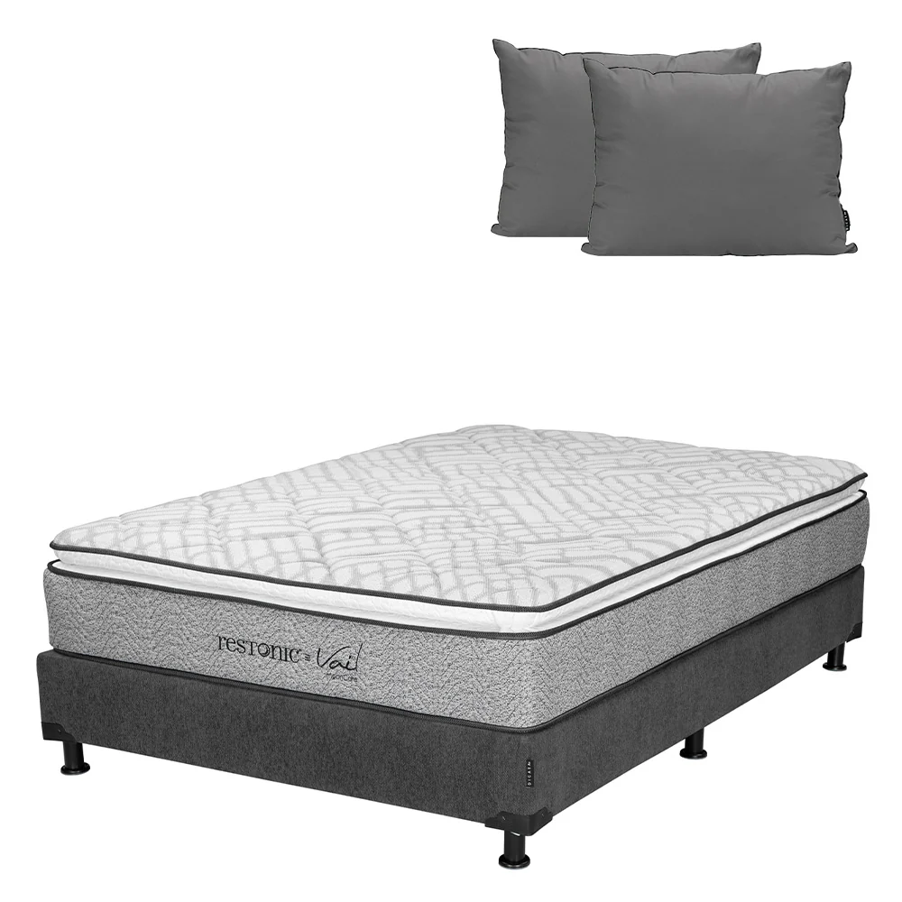 Colchón Restonic Vail con Box Gris Carbón con Ropa de Cama - Imagen 2