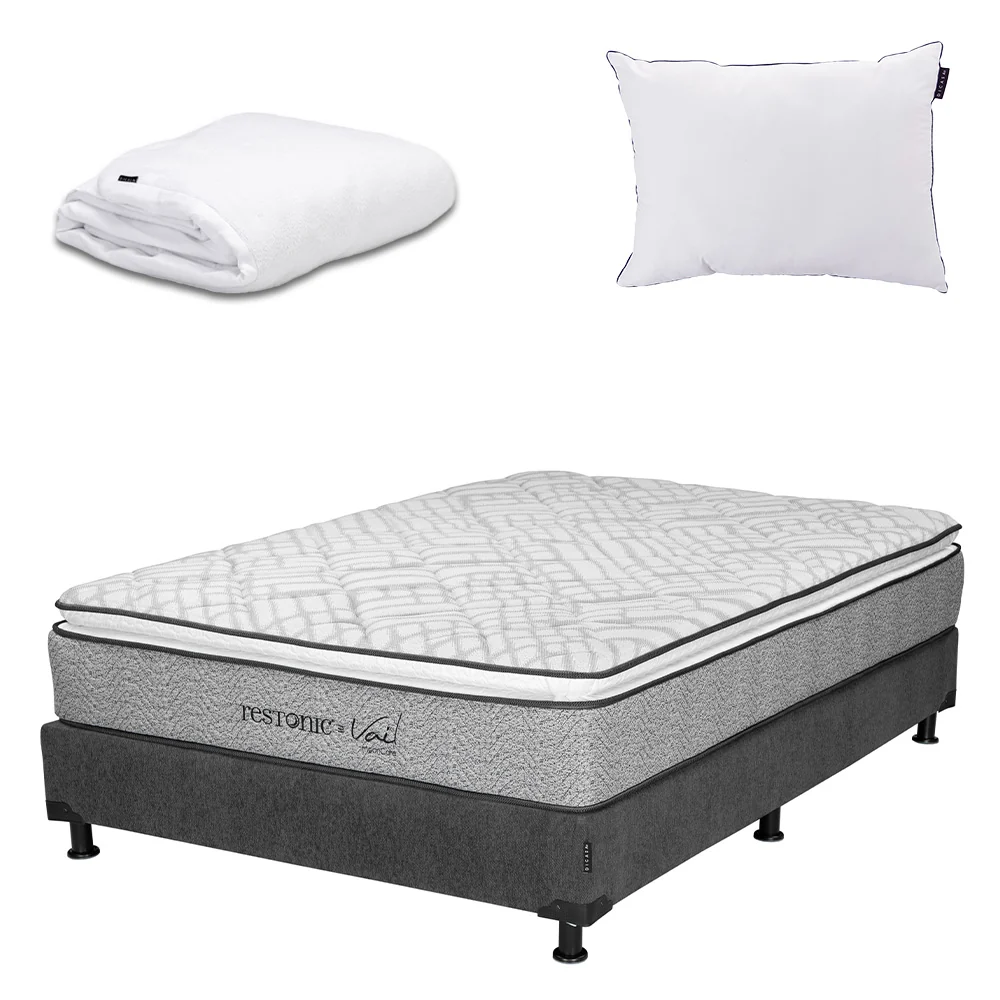 Colchón Restonic Vail con Box Gris Carbón con Ropa de Cama - Imagen 7