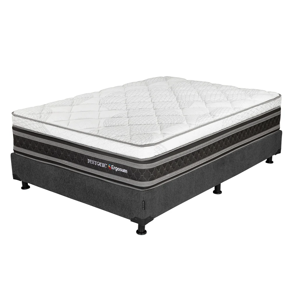 Colchón Restonic Ergosum Con Box Gris Carbón Con Ropa de Cama - Imagen 6
