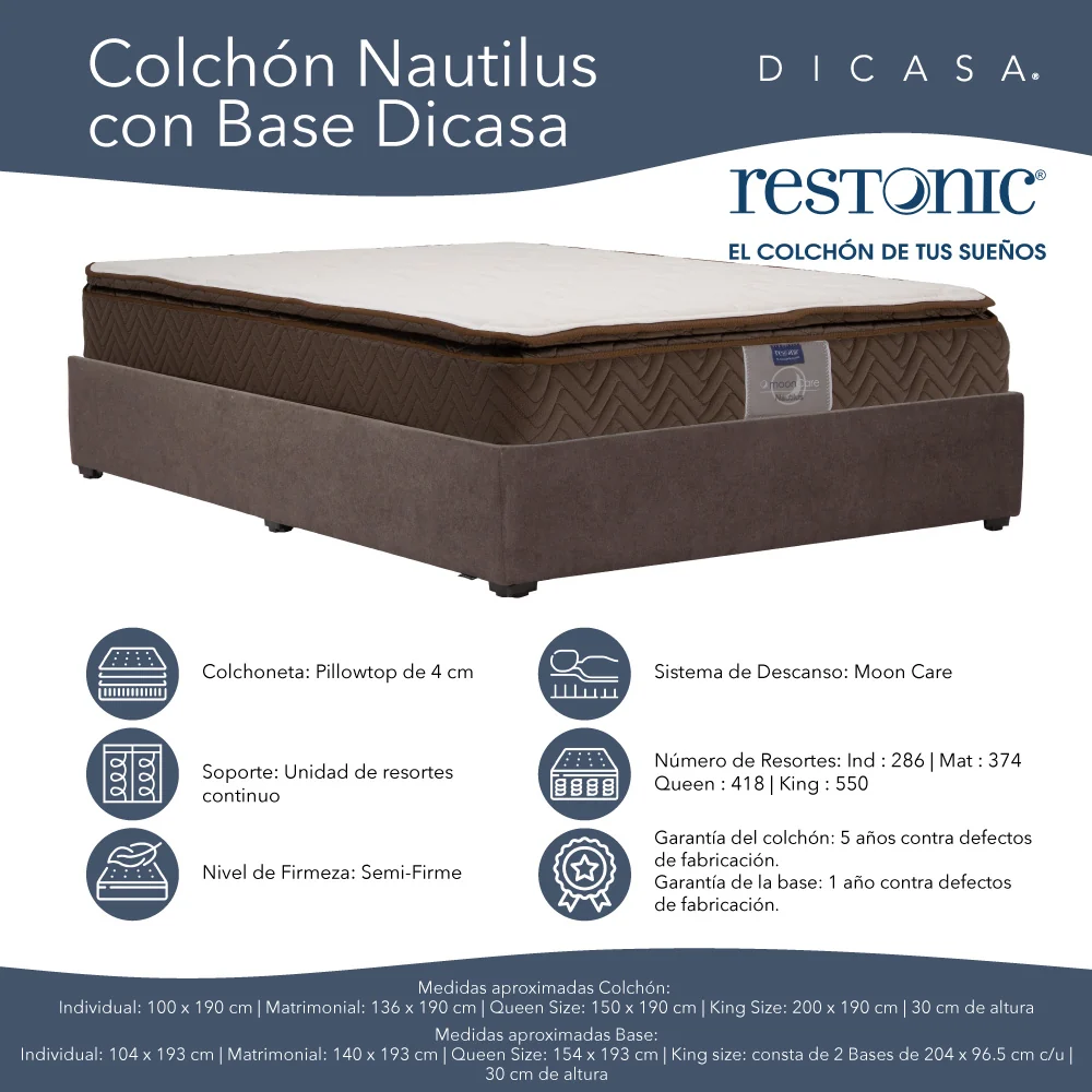 Colchón Restonic Nautilus con Base Cama con Ropa de Cama - Imagen 4