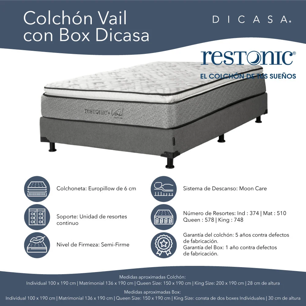 Colchón Restonic Vail con Box con Ropa de Cama - Imagen 7