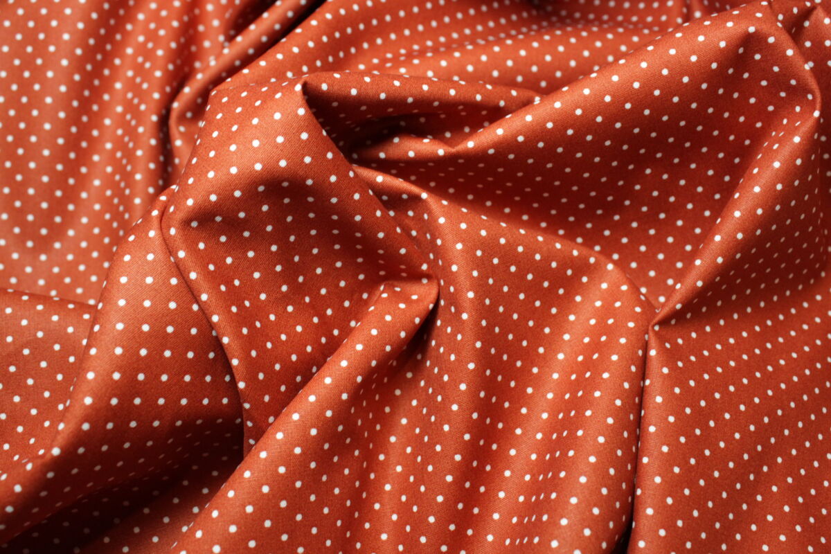 Algodón estampado topito teja