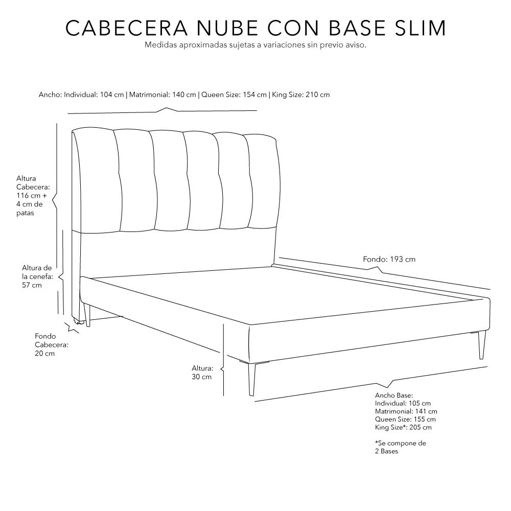 Cabecera Nube con Base Cama Slim con Colchón - Imagen 5
