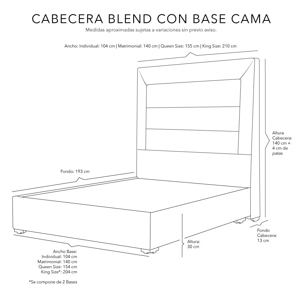 Cabecera Dicasa Blend con Base Cama - Imagen 6
