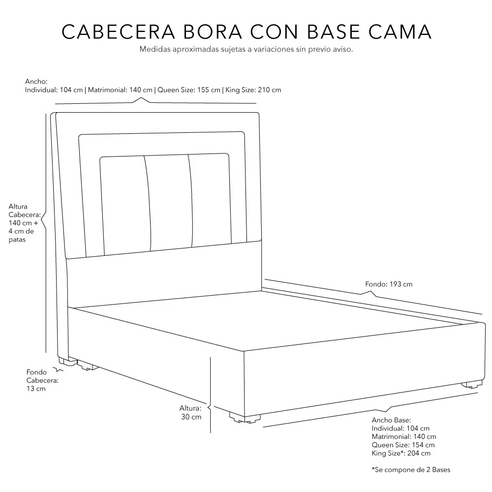 Cabecera Dicasa Bora con Base Cama - Imagen 6