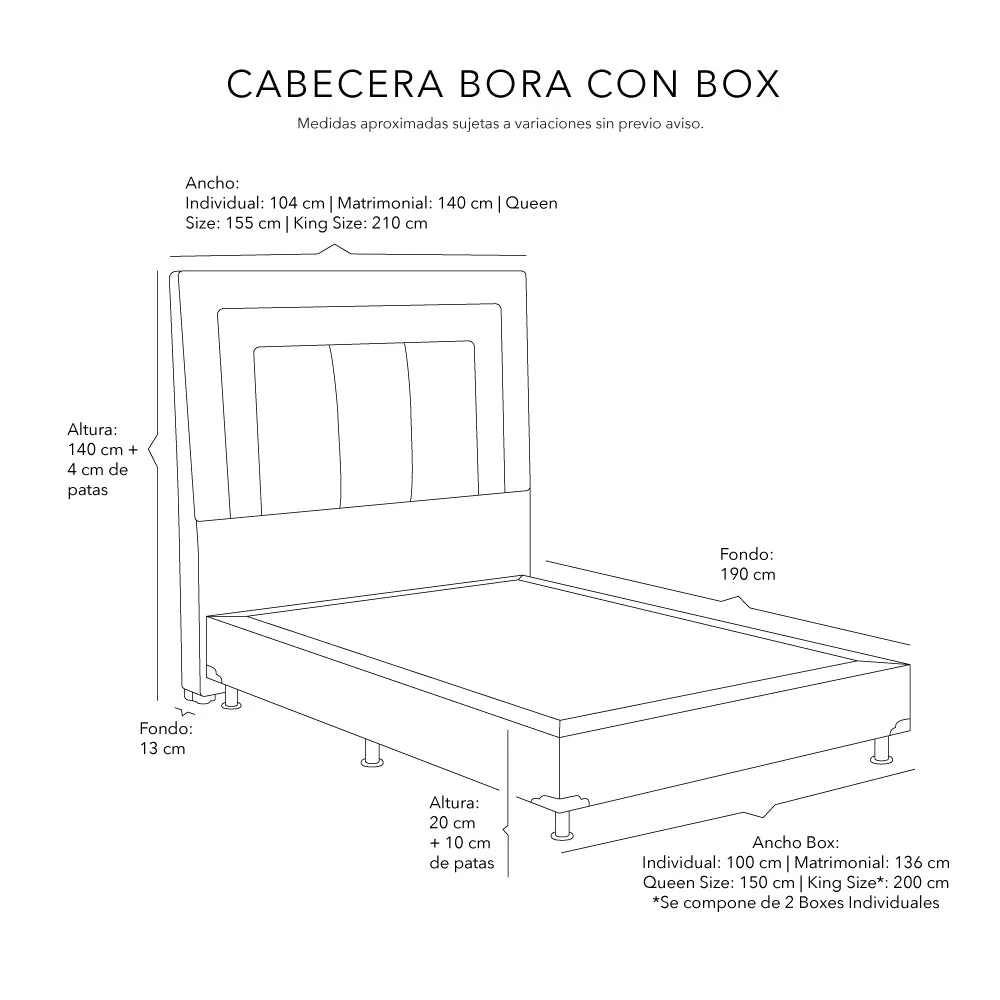 Cabecera Dicasa Bora con Box con Colchón - Imagen 7