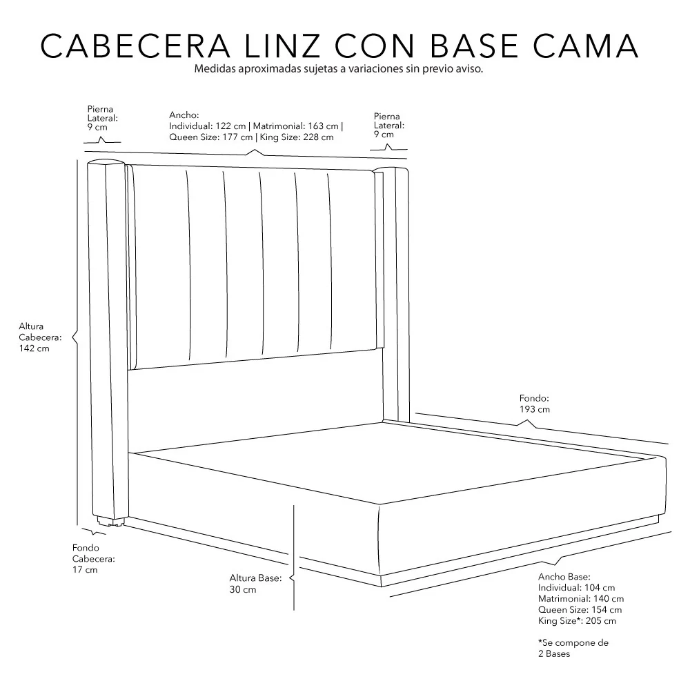 Cabecera Dicasa Linz con Base Cama - Imagen 8