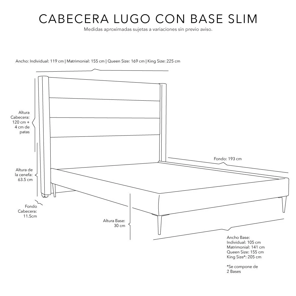 Cabecera Dicasa Lugo con Base Cama Slim Azul con Ropa de Cama - Imagen 8