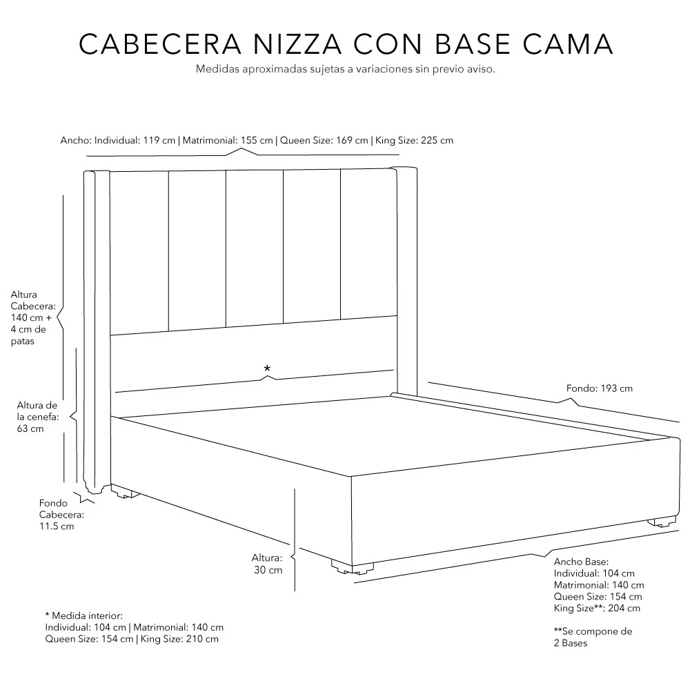 Cabecera Dicasa Nizza con Base Cama Negro con Ropa de Cama - Imagen 5