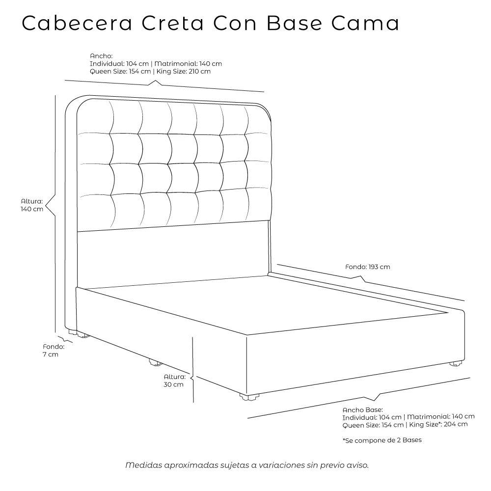 Cabecera Creta con Base Cama - Imagen 6