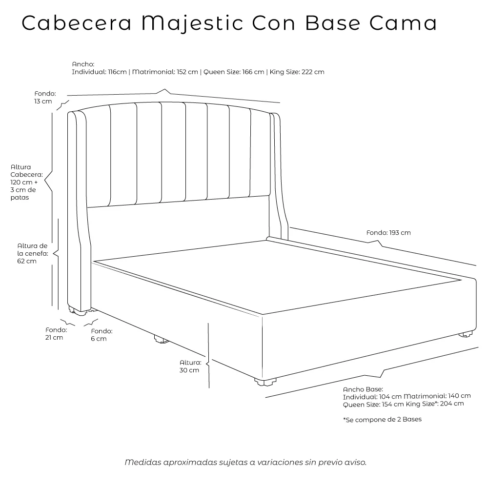 Cabecera Majestic con Base Cama - Imagen 6
