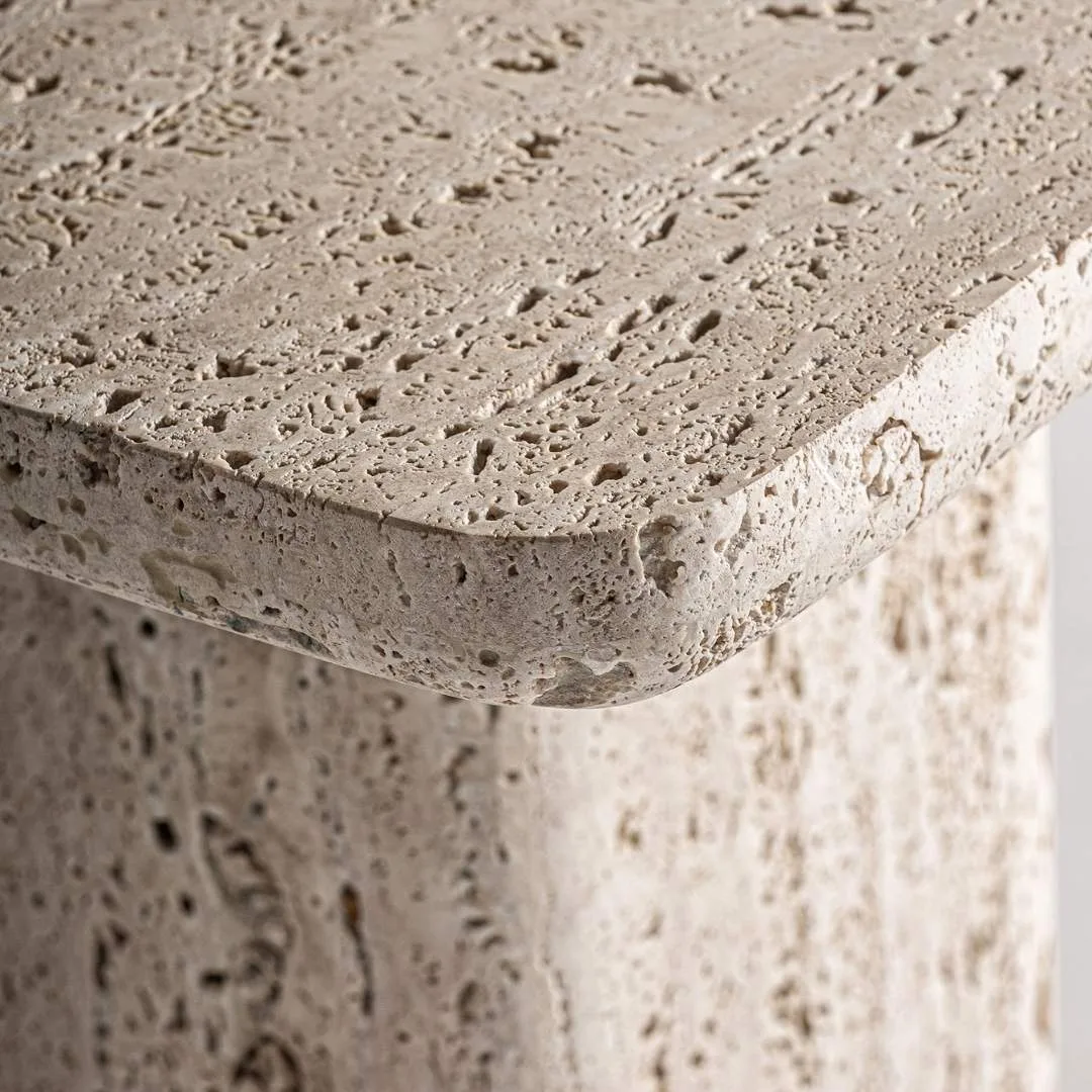 Mesa auxiliar Theuville de travertino - Imagen 4