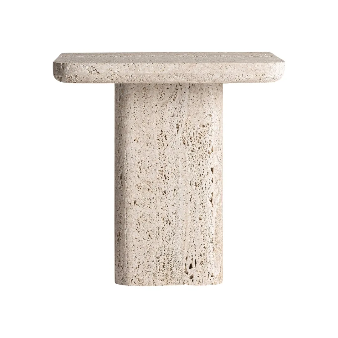 Mesa auxiliar Theuville de travertino - Imagen 2