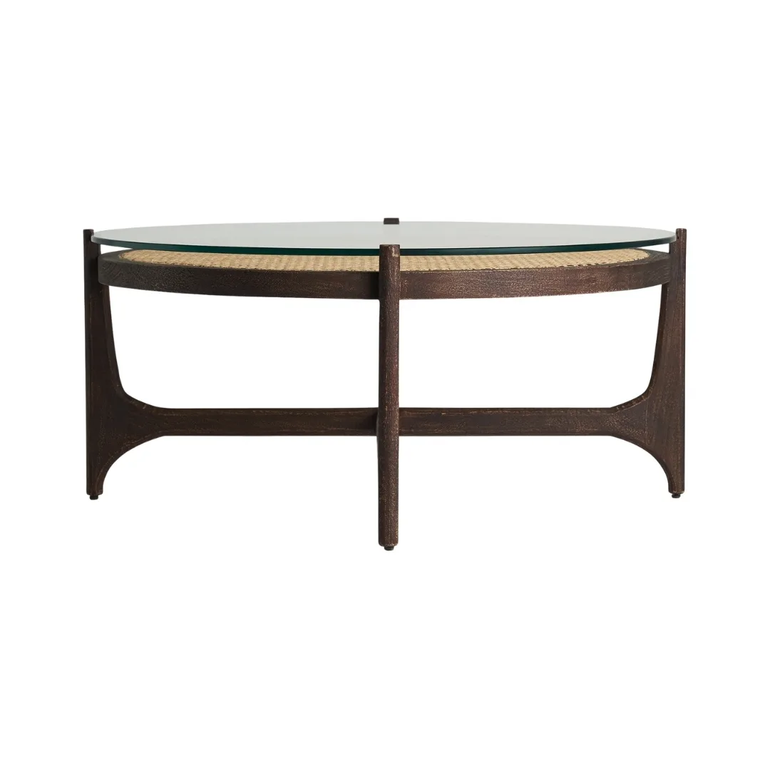 Mesa de centro cristal y madera Nossen - Imagen 2
