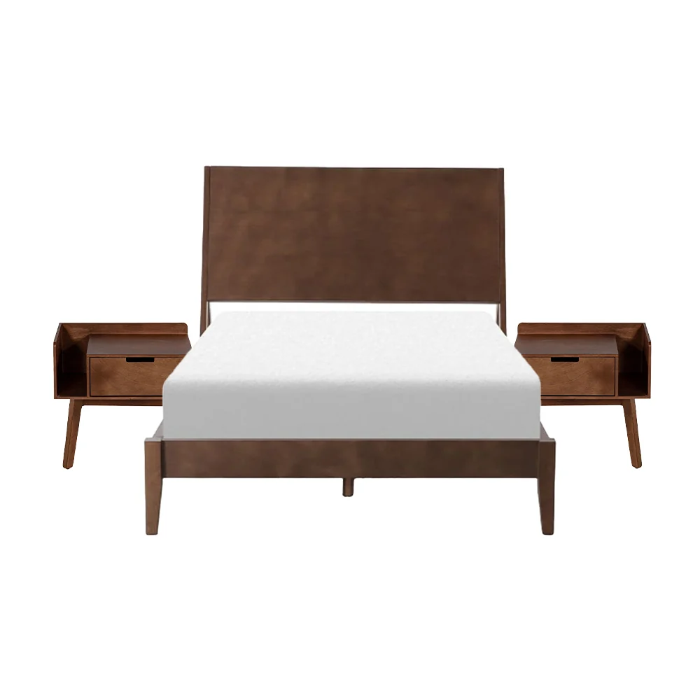 Cabecera Dicasa Nogal con Base Cama con 2 burós. Regalo: Almohadas, Frazada y Libro - Imagen 3