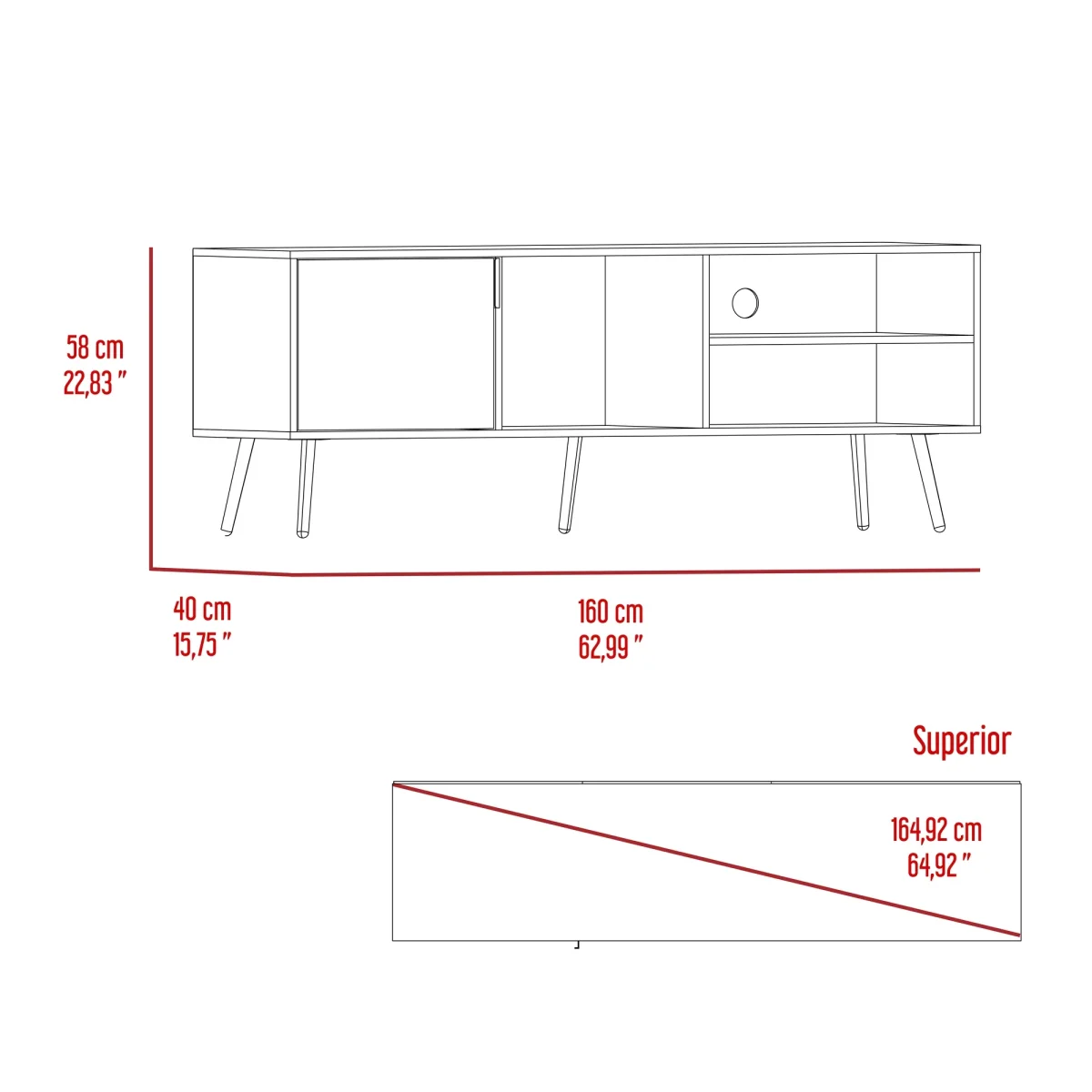 Rack para tv 65" vulcan (1c) capri 58x160x40 - Imagen 8