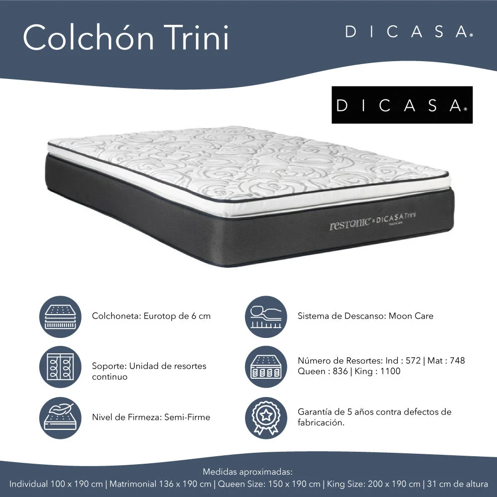 Cabecera Dicasa Zefyr con Base Cama con Colchón - Imagen 4