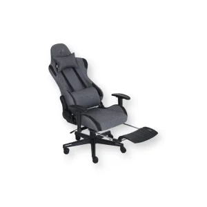 GAMER X Silla Gamer Ergonómica de Tela con Reposapiés (Gris)