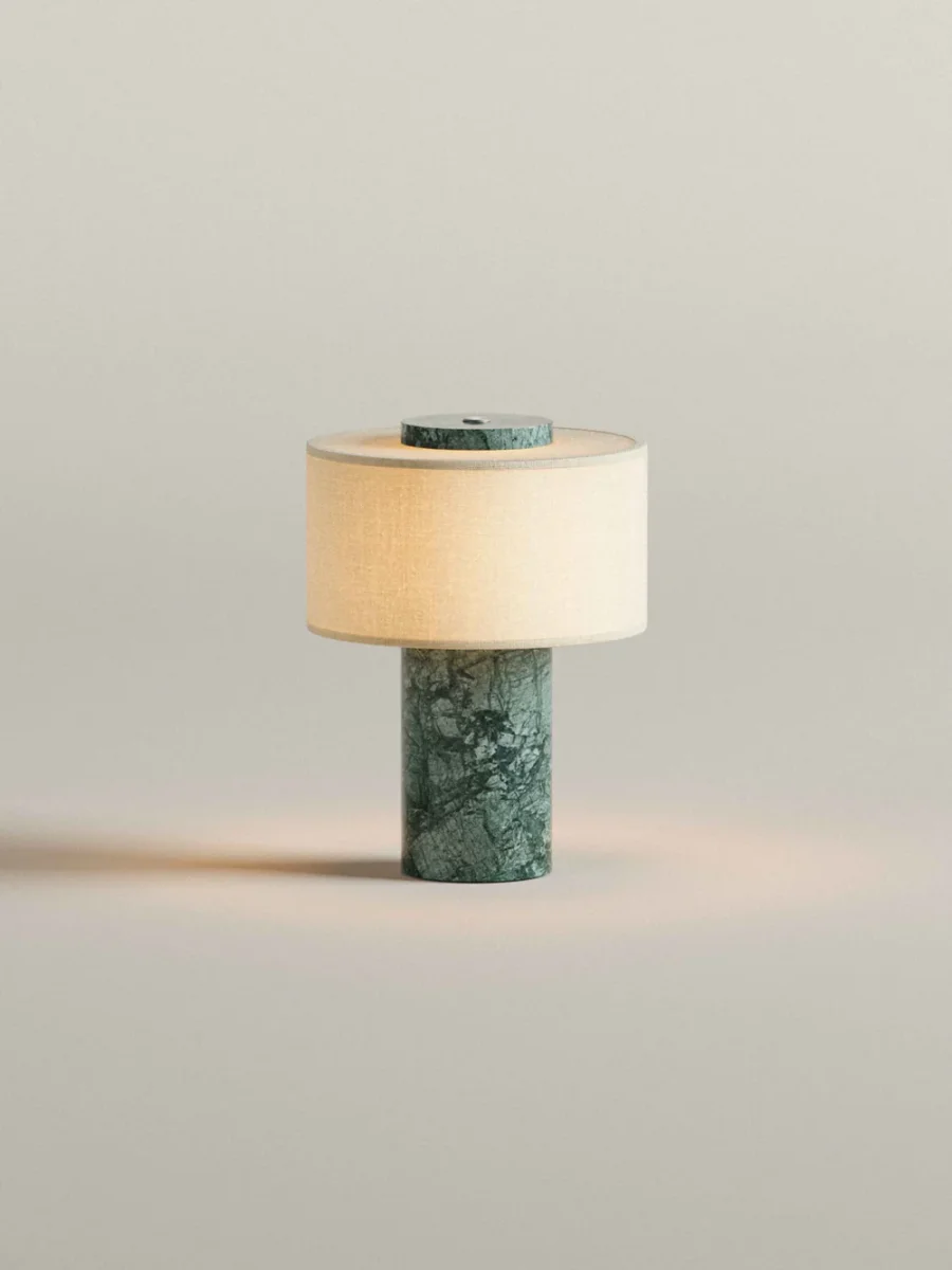 Lámpara portátil de mármol y lino Auríe Verde - Imagen 7
