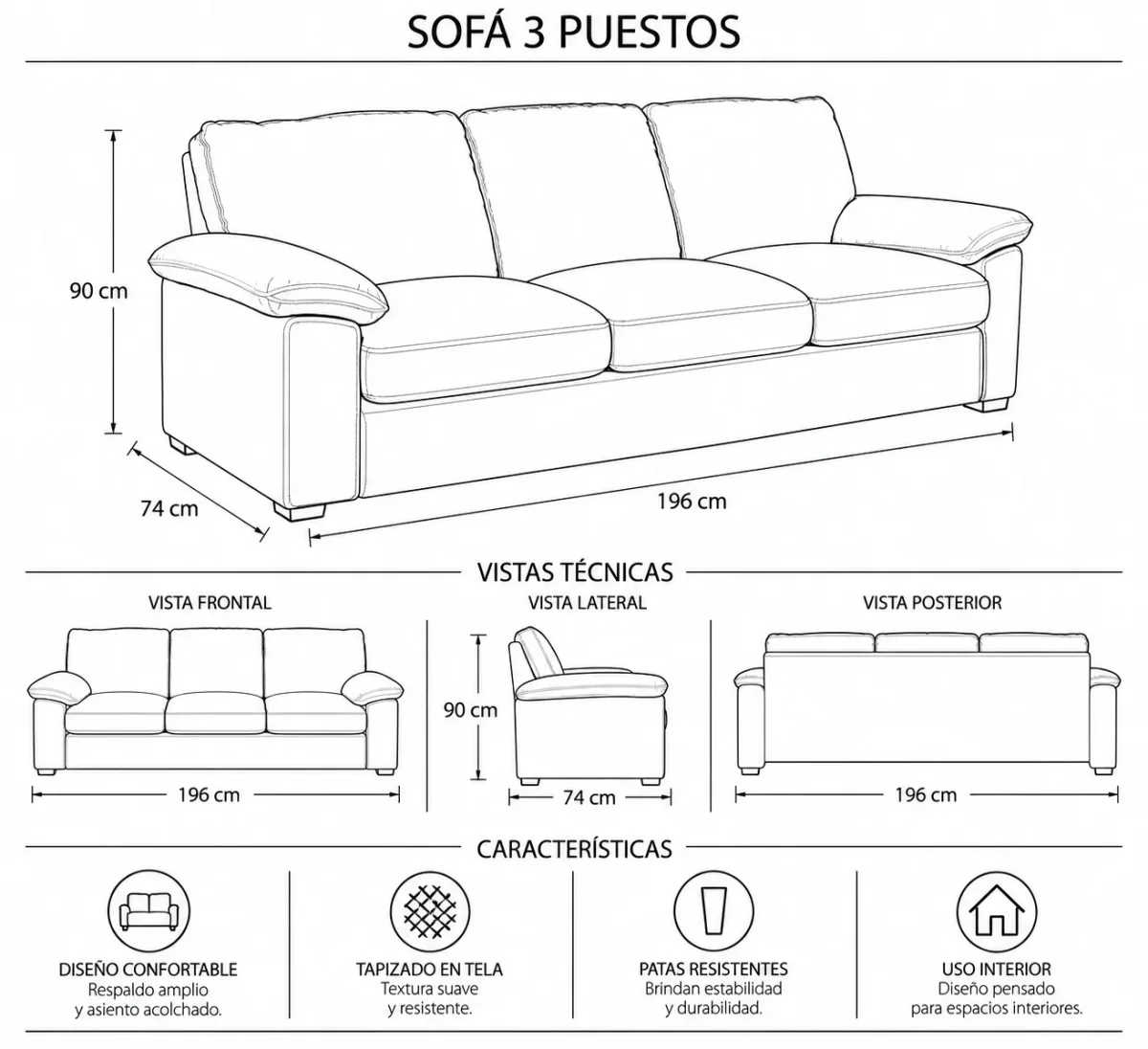 Sofá Ayla 3P - Imagen 8