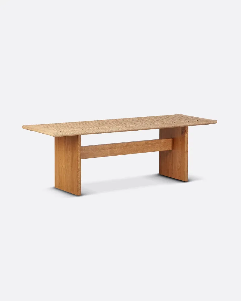 Banco de 140 cm de madera de teca y cuerda de papel UBUD - Imagen 4