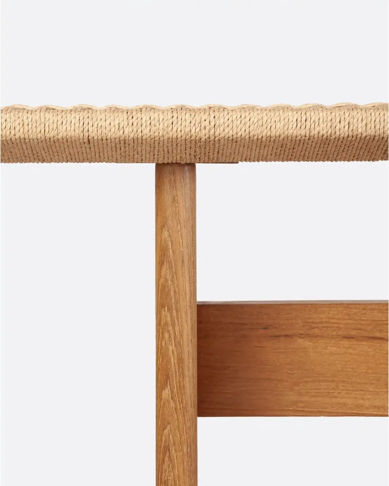 Banco de 140 cm de madera de teca y cuerda de papel UBUD - Imagen 6