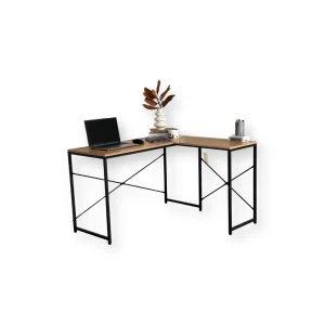 Escritorio en L Modelo Atlas – Color Haya, Madera de Ingeniería y Acero | 120x108x73