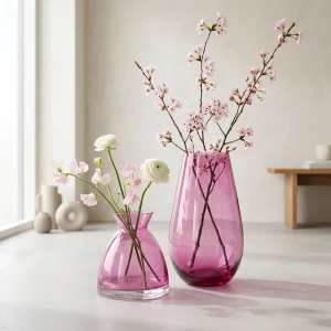 Florero Vidrio Rosa
