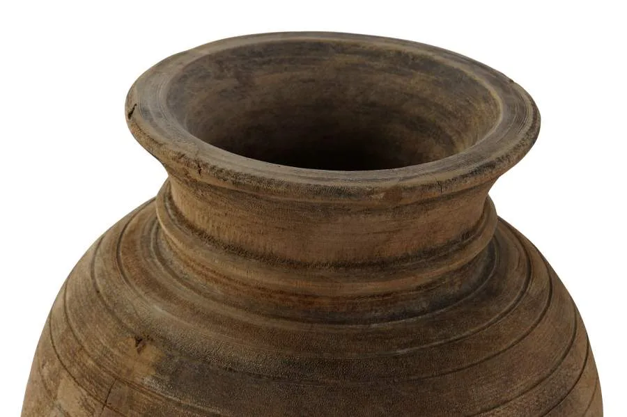 Set de 2 jarrones de teca antiguo Nepal 25X25X25 - Imagen 3