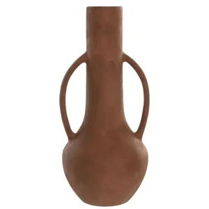 Ánfora de cerámica color terracota con asa 28X28X61