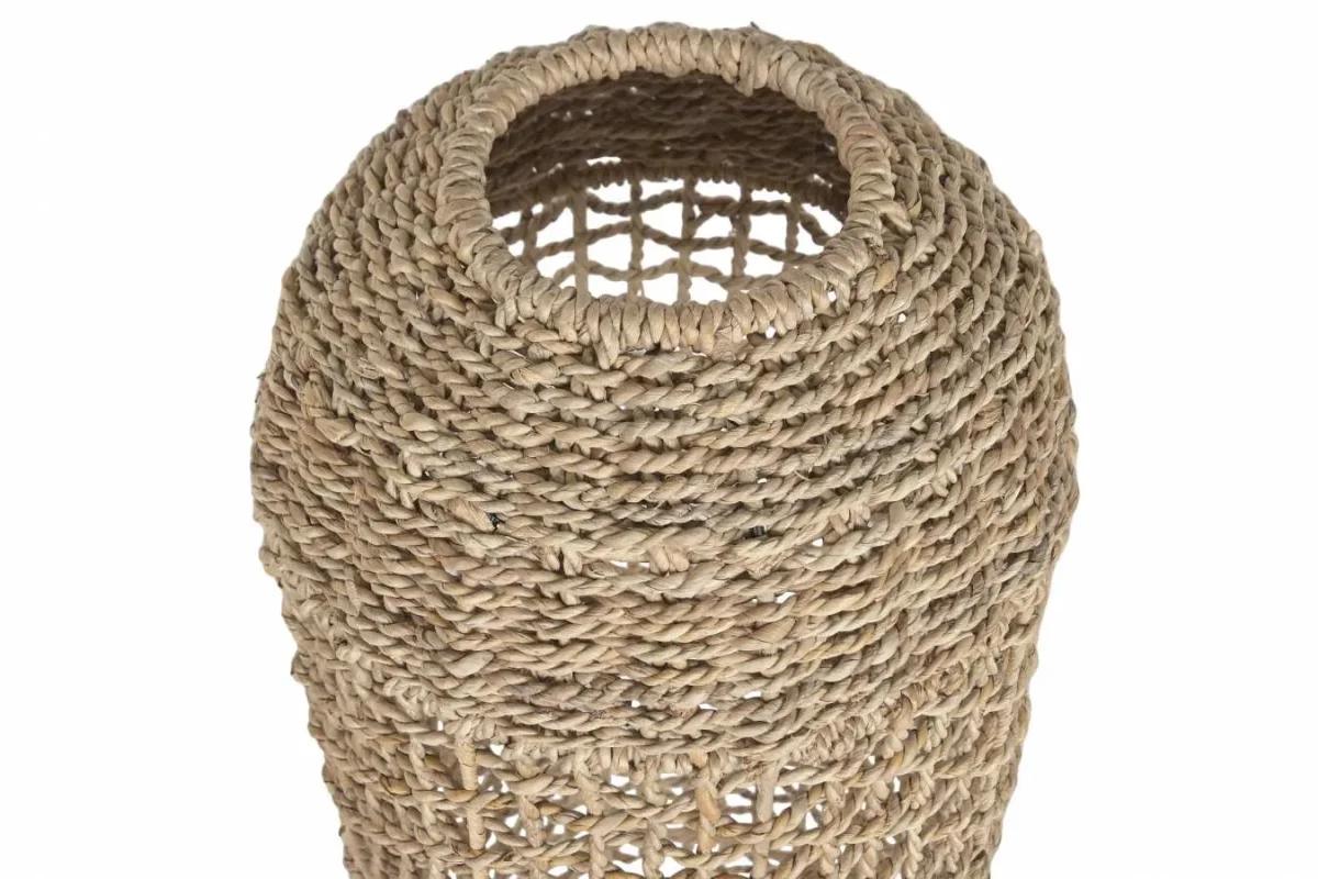 Lámpara de pie de teca y fibra hecha a mano 25X25X108 - Imagen 4