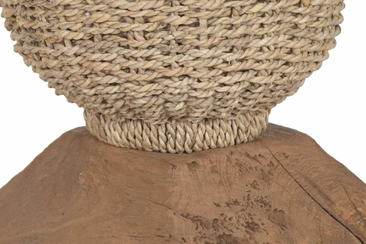 Lámpara de pie de teca y fibra hecha a mano 25X25X108 - Imagen 6