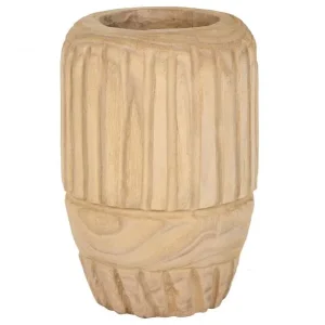 Jarrón de madera de paulownia tallado 29X29X42