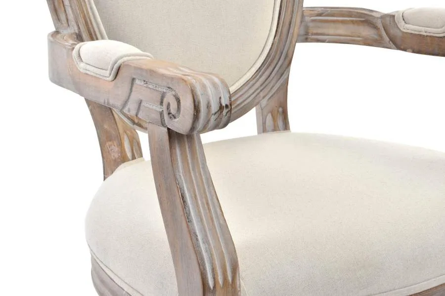 Silla de madera y tapizado beige - Imagen 4
