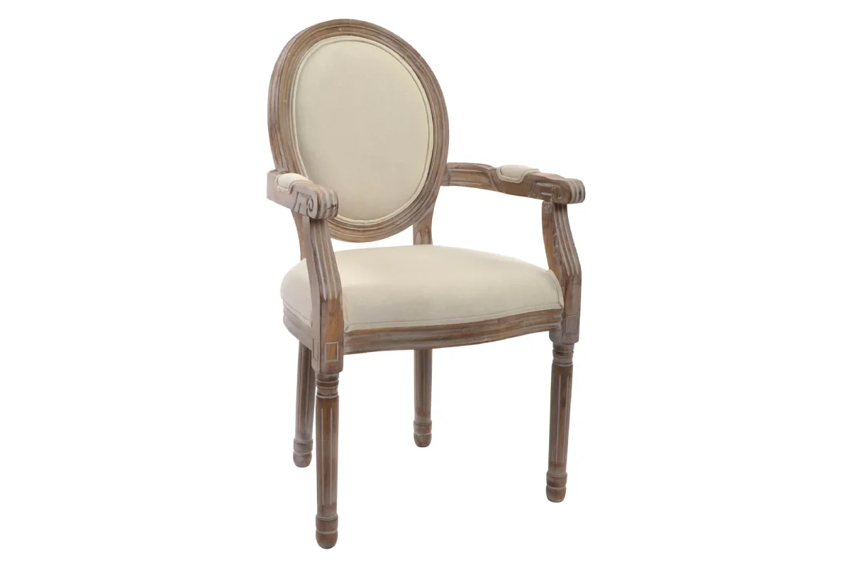 Silla de madera y tapizado beige