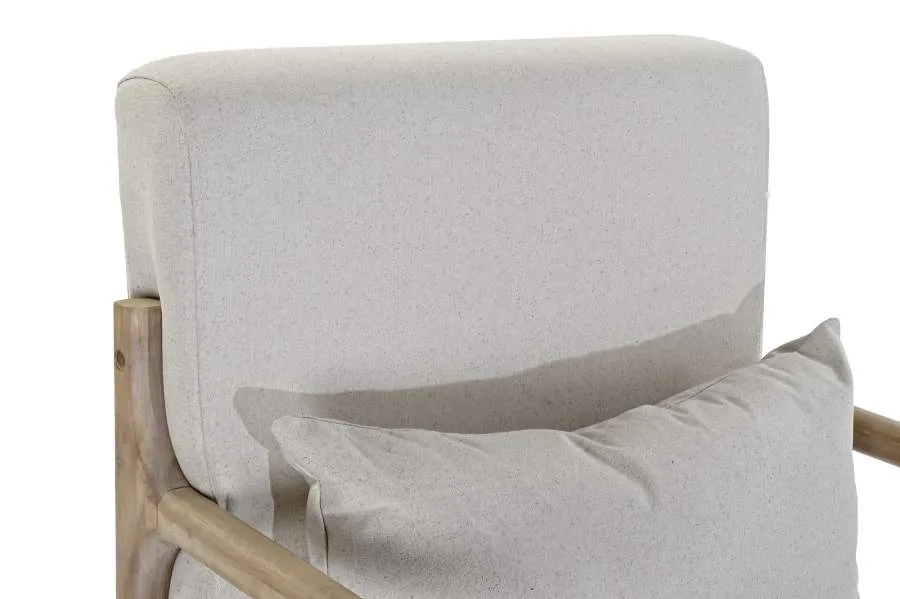 Mecedora de madera y lino beige - Imagen 4