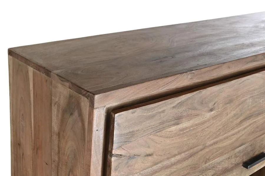 Armario de madera de acacia y cristal 145X40X153 - Imagen 3