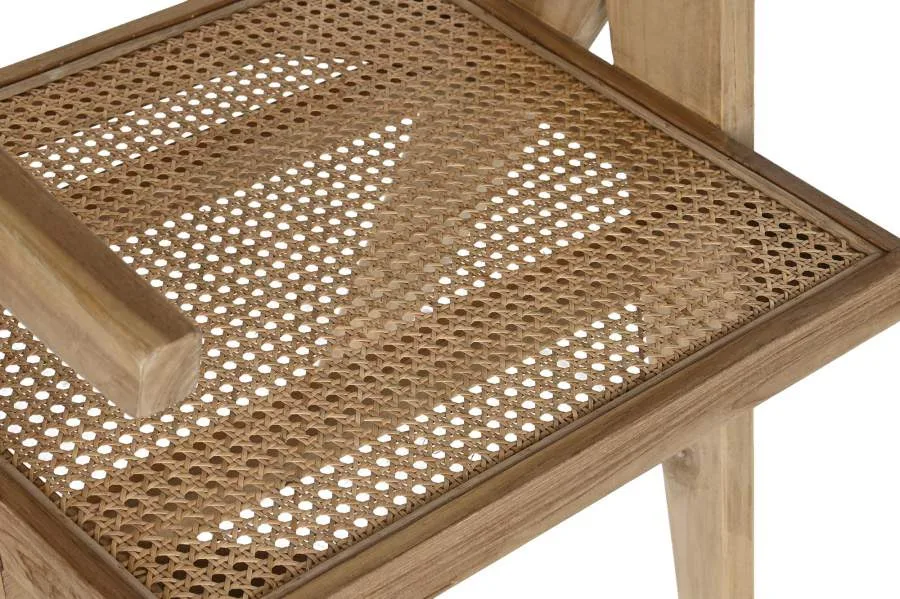 Silla de teca y ratán con reposabrazos - Imagen 3