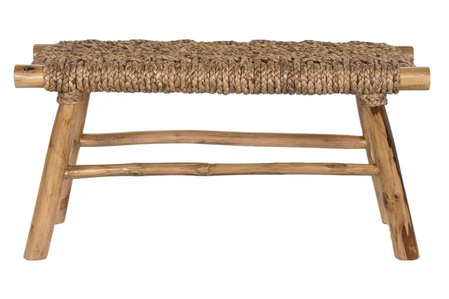 Descalzadora de teca y ratán 90X32X45 - Imagen 5