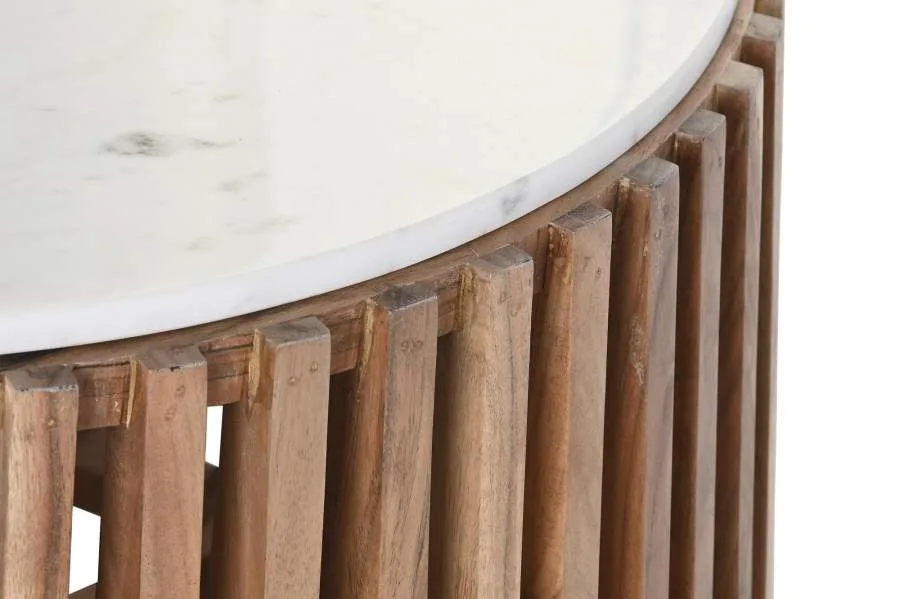 Mesa de centro de mármol y madera de mango 85X85X45 - Imagen 4