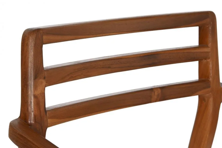 Silla de teca marrón y ratán - Imagen 4